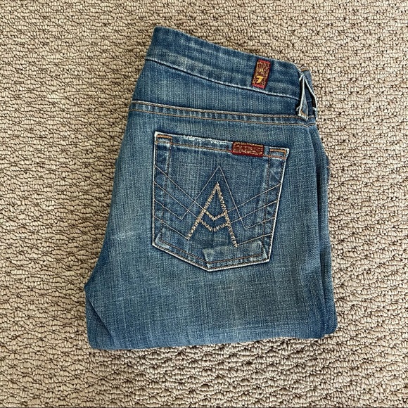 7FAM Blingy “A Pocket” Bootleg Jeans-Short Size 26 - Picture 3 of 12